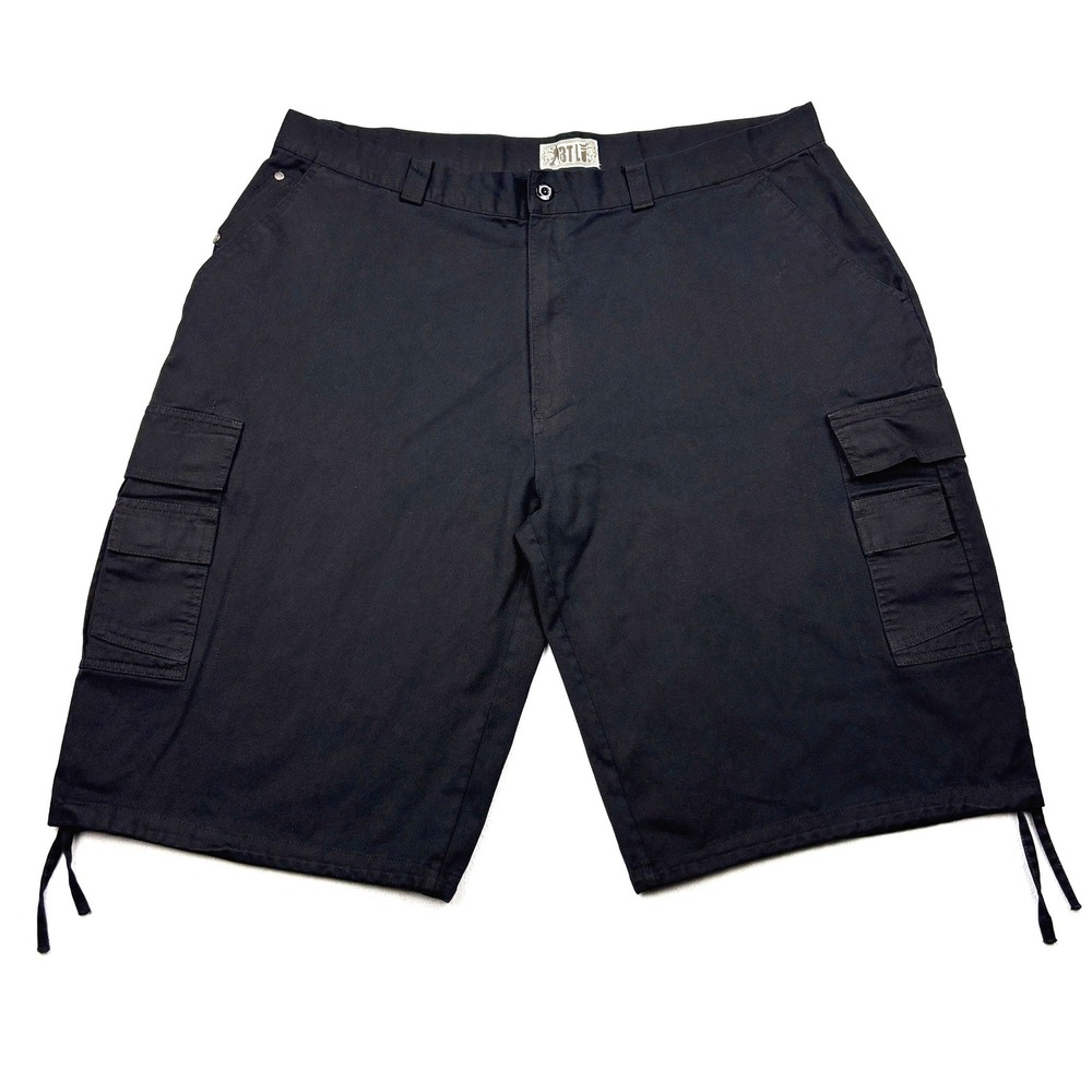 BTL Cargo Shorts Mens 44W Black Flat Front‎ Utility Skate Drawstring Shorts 44